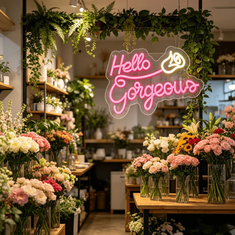 Hello Gorgeous Neon Sign USB Dimmable Wall Light for Bedroom Vanity Beauty Salon Birthday Party Bridesmaid Gift Spa Room Decor
