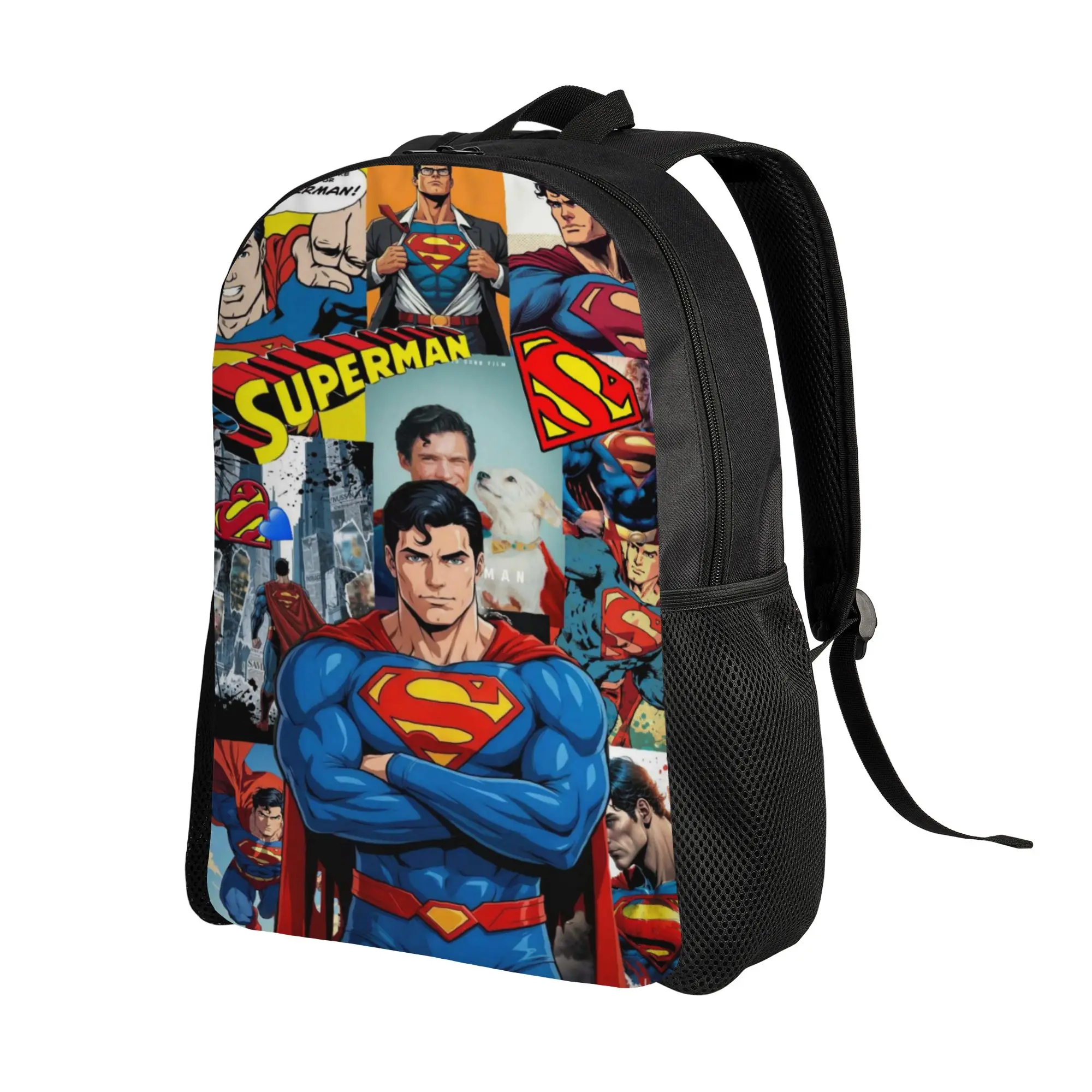 Back to school season Multi‑Scene Superman Character Photo Collage Rucksack  Couple Adjustable Strap Backpack