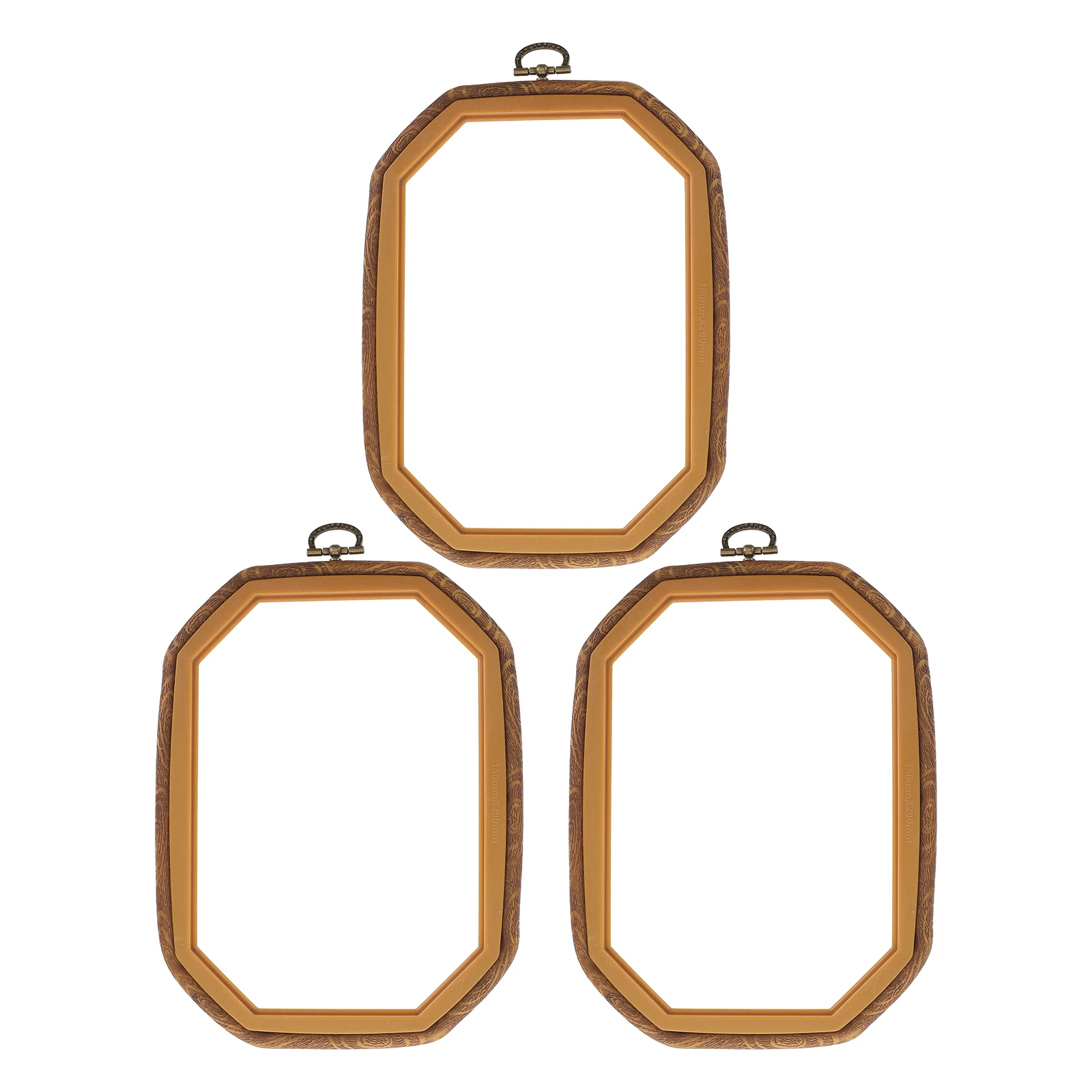 Marcos de bordado, aros de punto de cruz, plástico de grano de madera Vintage para manualidades de costura, Clips para marcos de bordado, 3 uds.