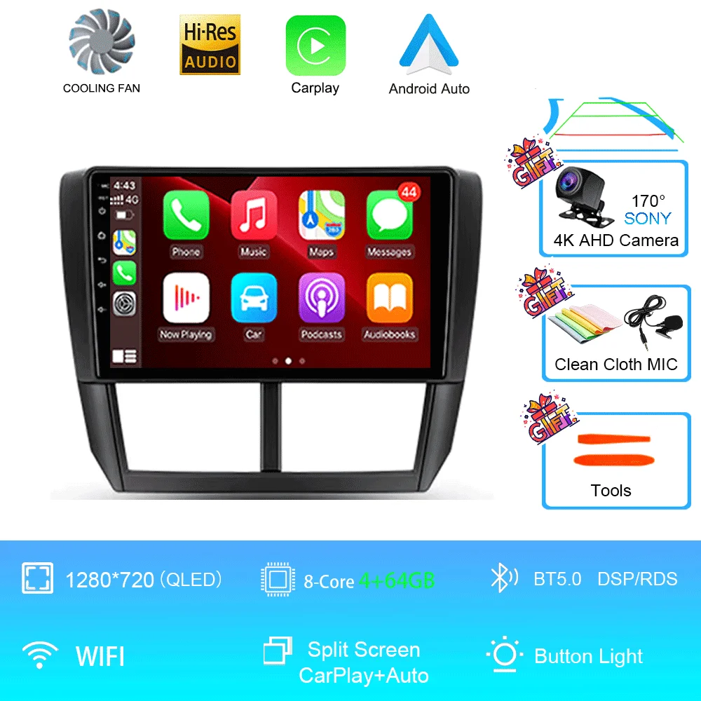 Auto radio Android 16 Carplay voor Subaru Forester 3 SH 2007-2013 voor Impreza GH GE 2 Din multimediaspeler 2 din head unit