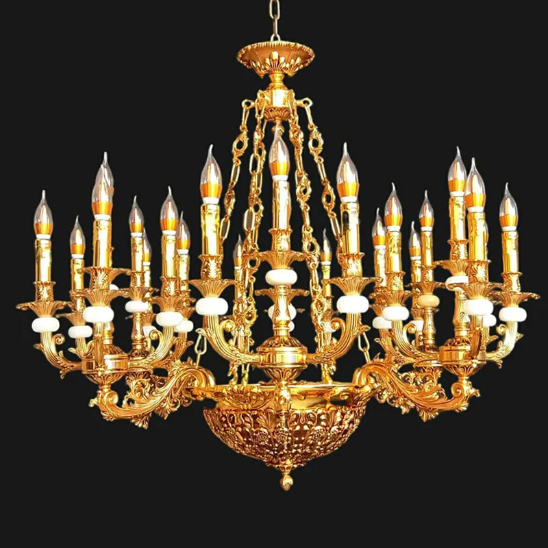 French crystal chandelier, European style villa lobby, conference hall, restaurant chandelier, retro candle lighting fixture