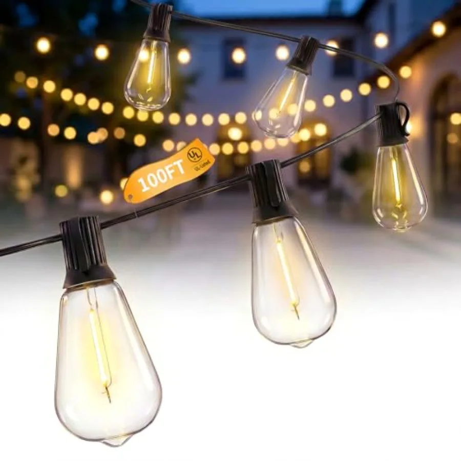 

LED Outdoor String Lights Patio Lights with Shatterproof ST35 LED Vintage Edison Bulbs Connectable LED String Lights Waterproof