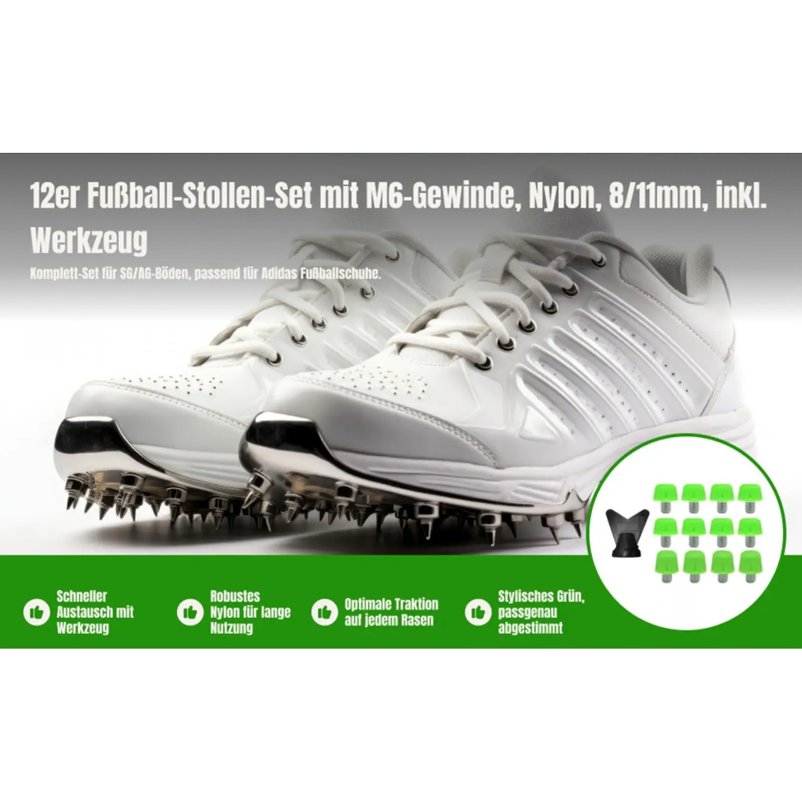

Football Boot Studs Nylon M5.85 Threaded Athletic Shoe Spikes Replacement Kit with Wrench for Sports Shoes Football