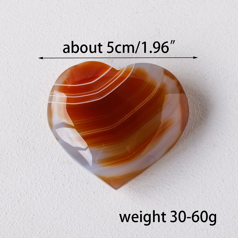 1PC Natural Carnelian Crystal Heart Quartz  Red Agate Healing Energy Palmstone DIY Home Room Decoration Ornaments