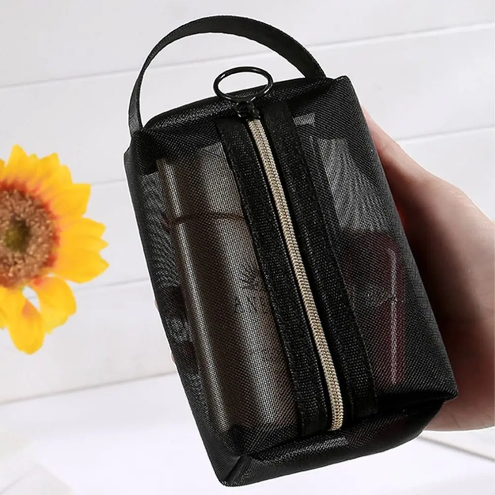 

Solid Color Mesh Makeup Bag Zipper Large Capacity Transparent Cosmetic Bag Organizer Case Storage Bag Toiletry Storage Bag Lady