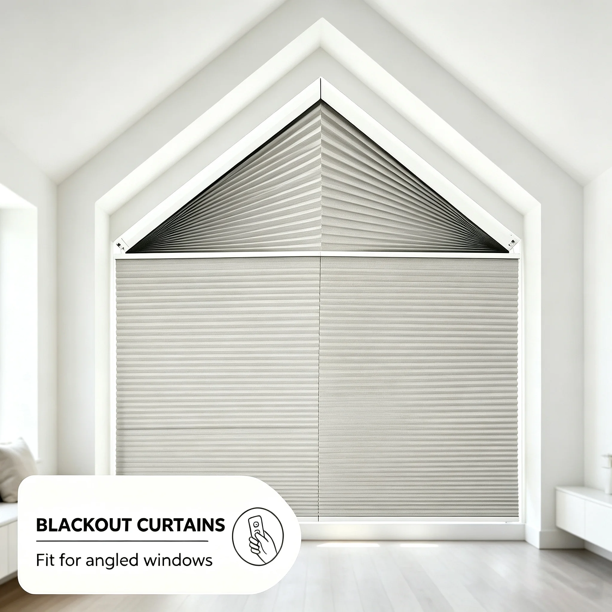 Custom Remote Blackout Curtain Honeycomb Blinds for Trapezoid Triangle Angled Windows Roller Curtain for Bedroom Living Room