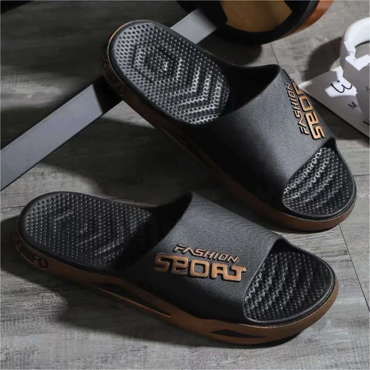 Summer Men's Outdoor Sandals Fashionable Alphabet Print Sports Hiking Party Leisure Beach Shoes College Indoor Shower Slip-resis