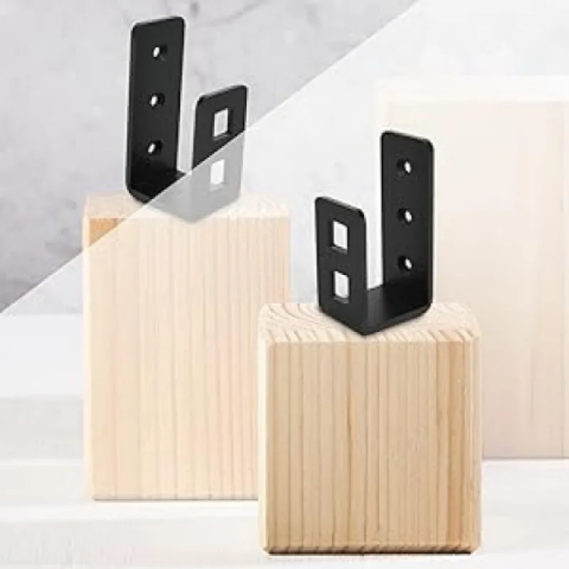 4PCS Heavy Duty Door Barrier Bracket, Open Rod Support, Reinforced Door Lock Bracket, Fit for 2x4 Wood Boards, Without Screws