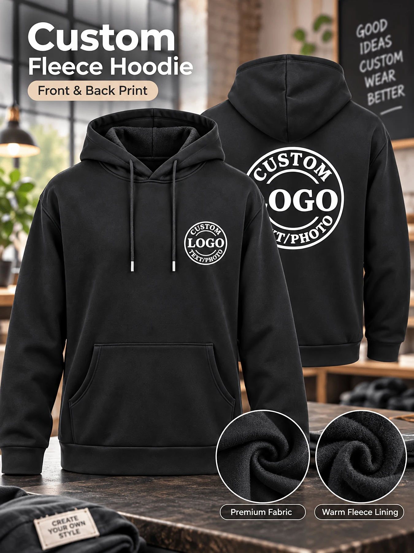 Personalized Customized Print Text DIY Men's Hoodies Autumn Oversized Pullovers Fleece Casual Clothing Family Team Streetwear
