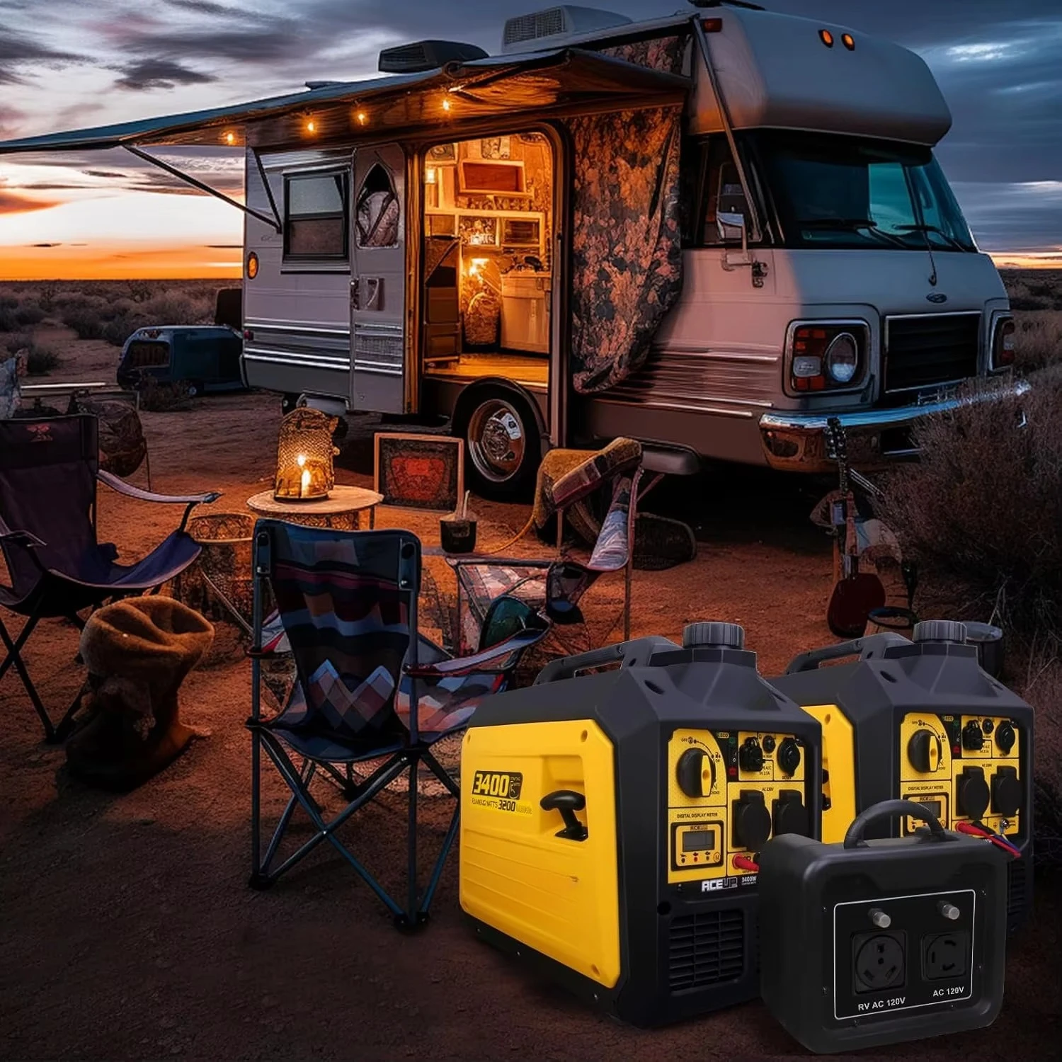 Aceup Energy Generador inversor portátil silencioso de 3400 vatios alimentado por gasolina con certificación CE para el hogar Camping RV EURO-V refrigerado por aire