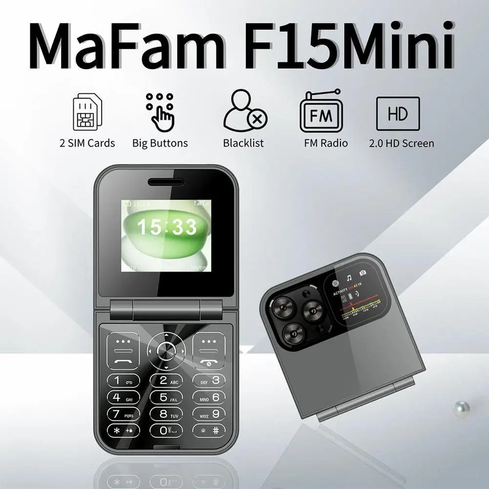 Miniteléfono móvil abatible con Radio FM, móvil pequeño con tapa, SIM Dual, GSM, Dial de velocidad, cámara mágica de voz, Lista negra con Chip MT6261