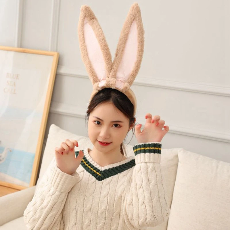 Cute Bunny Large Ears Durable Hair Hoop Women Headband Makeup Head Band for Easter Halloween Cosplay Hair Accessories