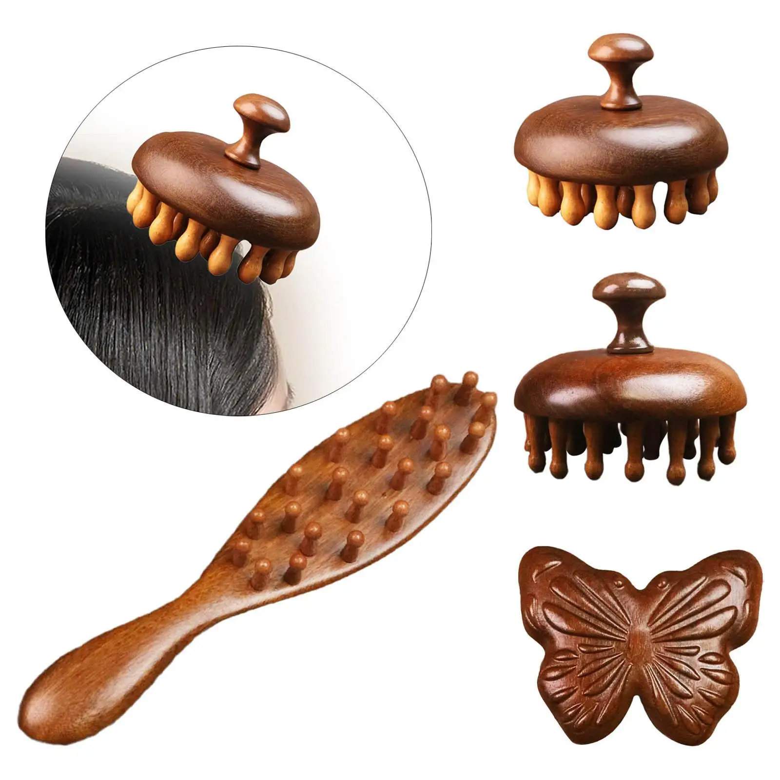 Wooden Massage Comb Multifunctional Hairdressing Tool Wide Tooth Hair Brush for Women Men Salon Styling