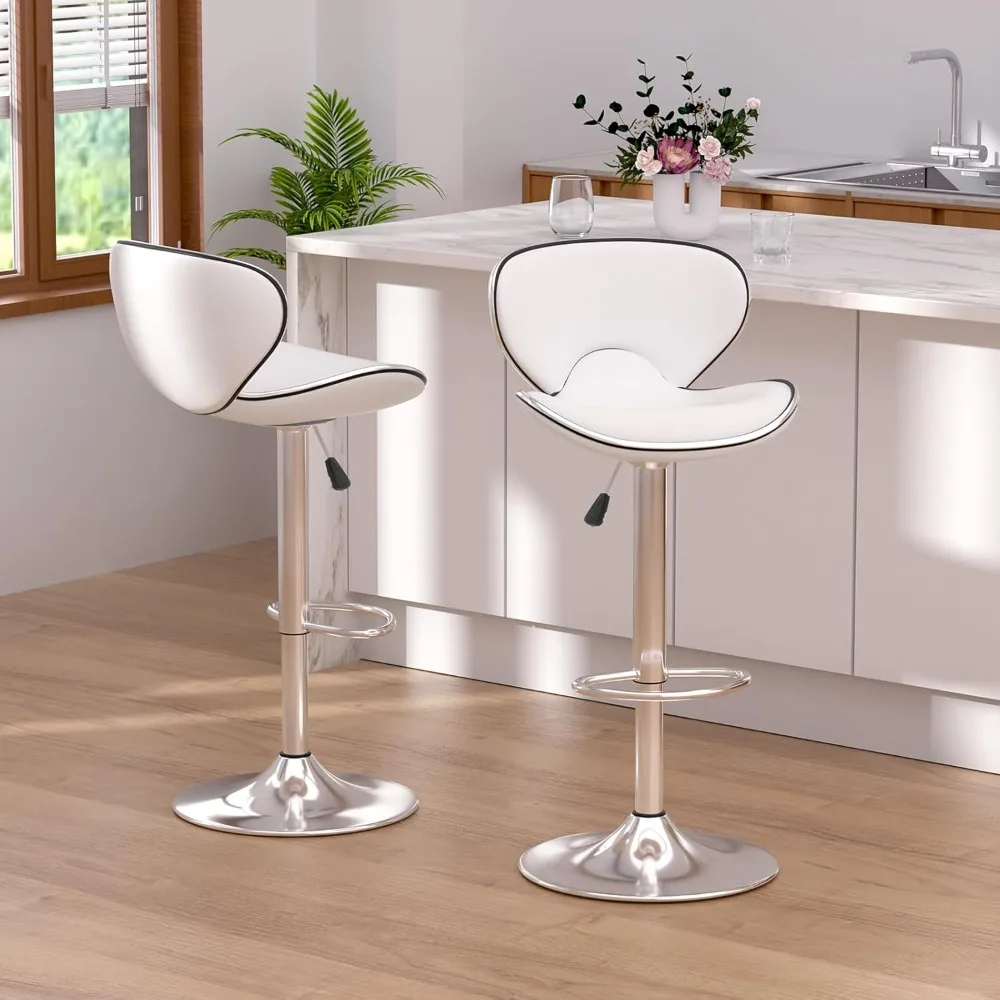 

Набор из 2 барных стульев, регулируемые поворотные барные стулья для кухонной стойки, современный барный стул из искусственной кожи со спинкой и F