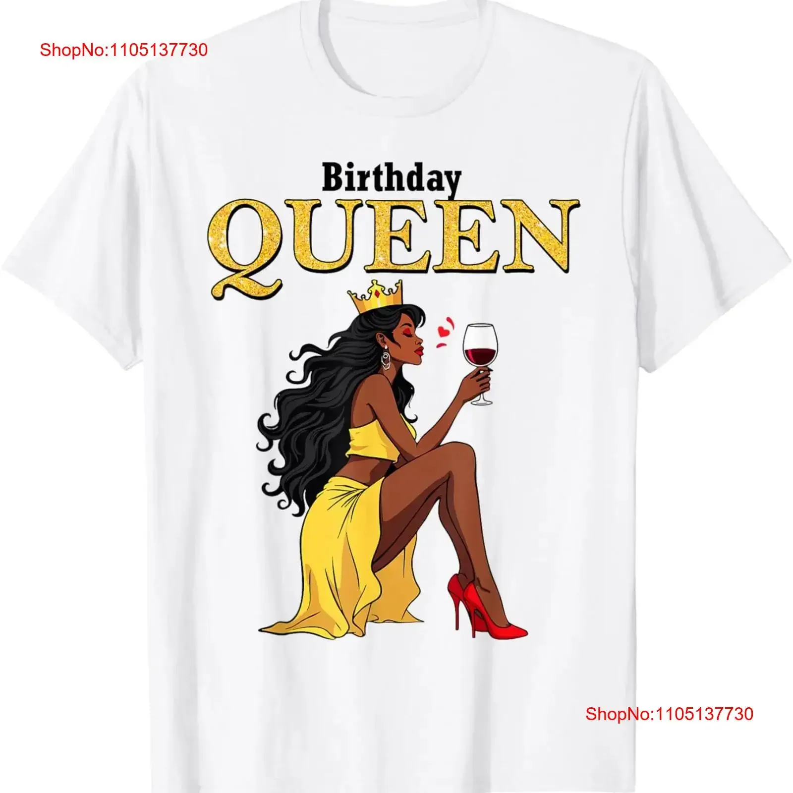 Birthday Queen Radiant Yellow Dress and Wine Design T Shirt  vintage Washed fashion streetwear Top For Everyday Wear Soft
