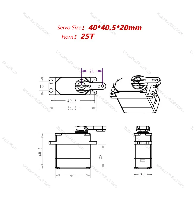 Servos de mergulho ip68, 75kg, 5m, à prova d'água, todo em metal, engrenagem cnc, 8.4v, motor sem escova, robô subaquático, servo digital para carro 1/8 1/10 rc