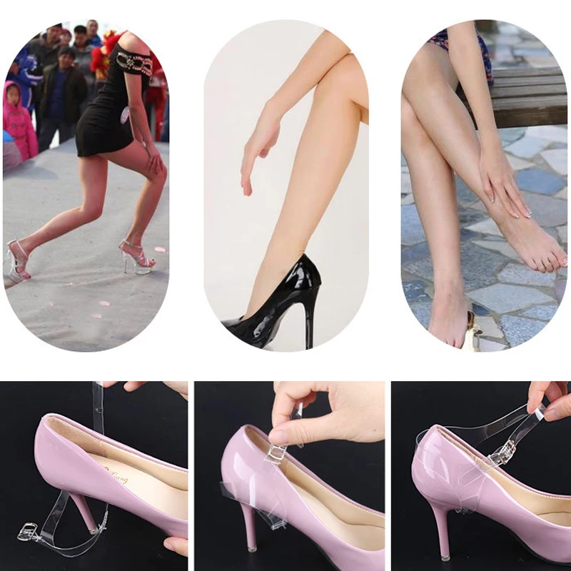 Wedding Party High Heel Straps Transparent PVC Replacement Bands Adjustable Buckle Shoe Accessories for Women's Footwear