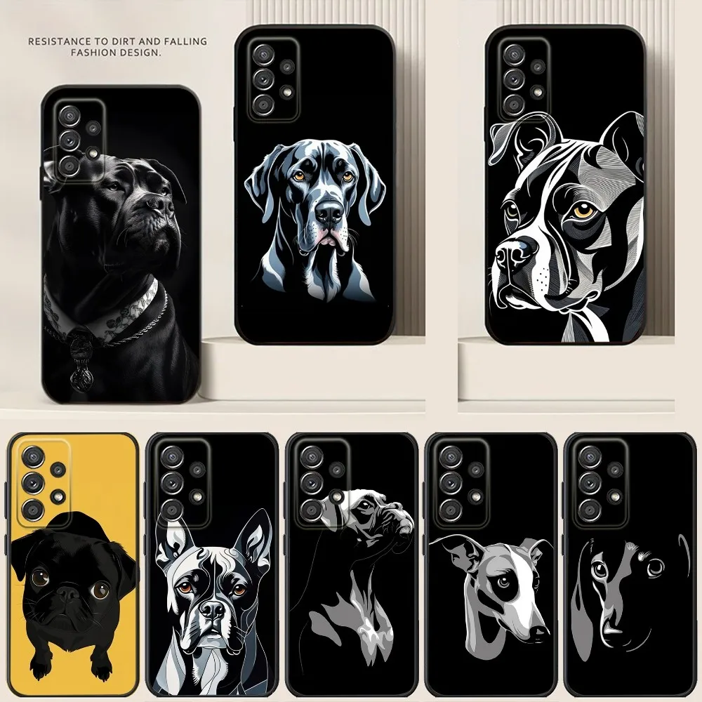 Doberman black dog Phone Case For Samsung S24,S21,S22,S23,S30,Ultra,S20,Plus,Note,10,9,5G Black soft silicone case