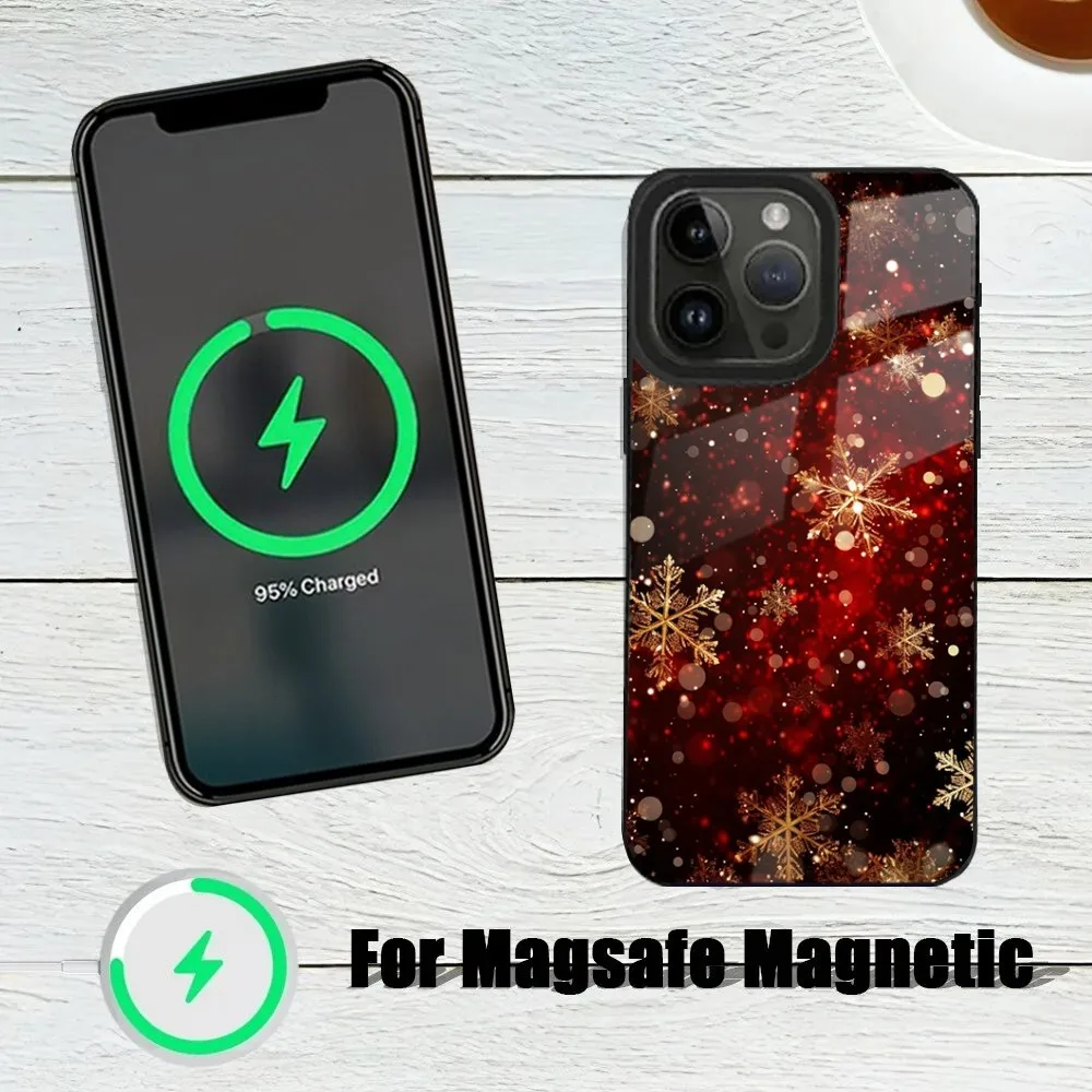 Christmas Snowflakes Phone Case  For iPhone 16,15,14,13,12,11,Pro,Max,Plus,Mini, Magsafe,Magnetic Wireless Charging Case