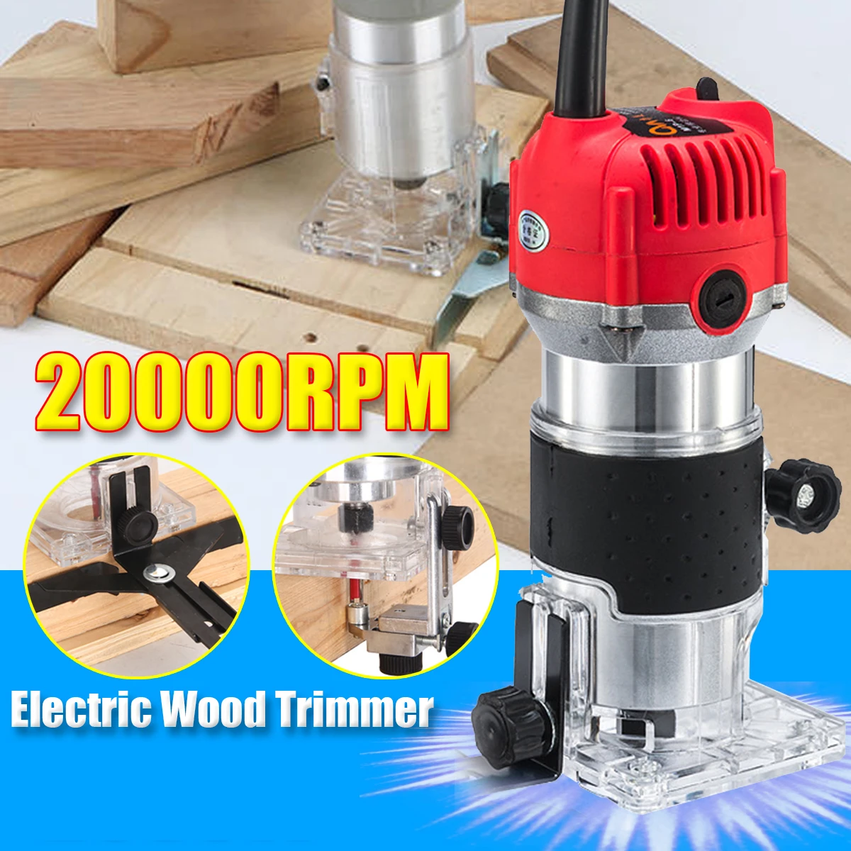 110V/220V Wood Electric Trimmer 800W 20000Rpm Wood Laminate Palm Router Electric Hand Trimmer Edge Joiners Woodworking Tool