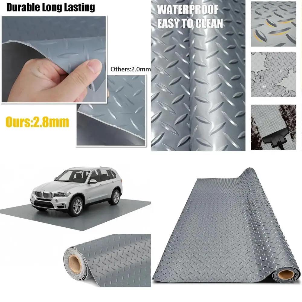 

Утолщенный ПВХ-коврик для пола гаража - сверхпрочный водонепроницаемый противоскользящий защитный коврик для автомобилей, прицепов, внедорожников, подвалов, спортзалов (серый) - 4 фута