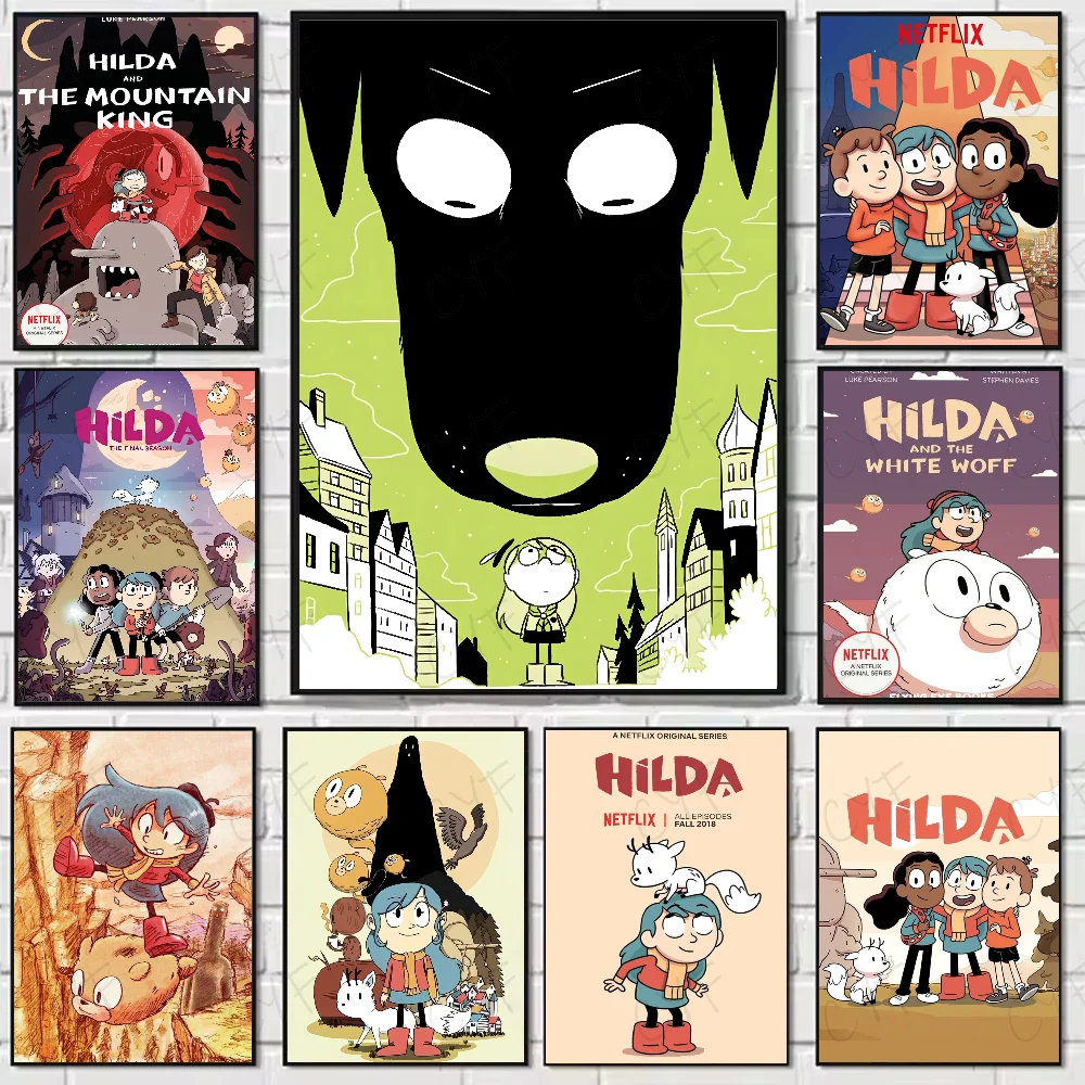 1 x Cartoon-H-Hilda-Poster, hochwertige Wandkunst für Zuhause, Büro, Schlafzimmer, Wohnzimmer, Flur, Bar, perfekte Geschenkidee