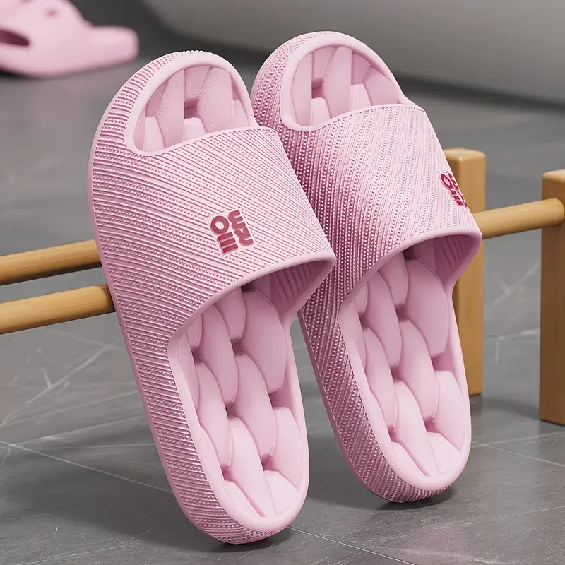 Women EVA Letter Slides Drainage Holes Quick Dry Anti Odor Non Slip Breathable Bathroom Home Couple Slippers image 5