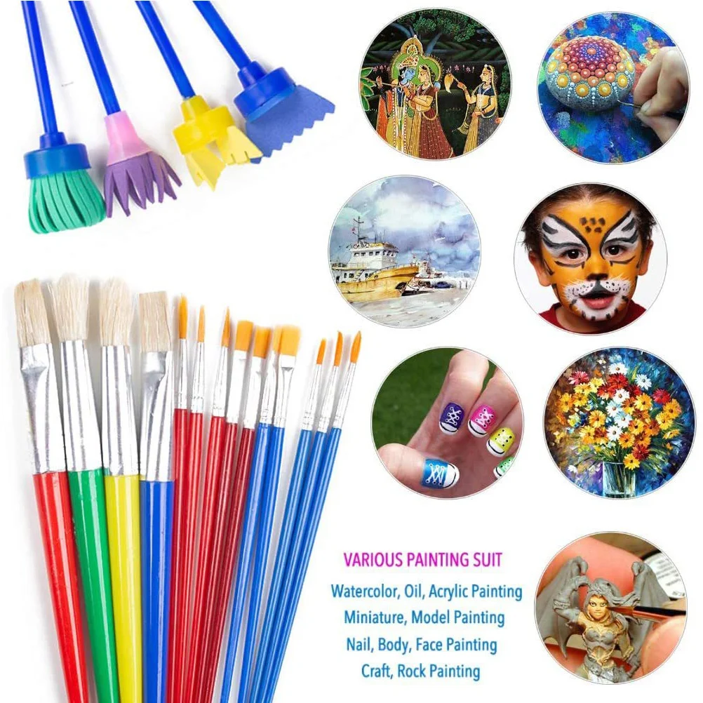 

1 set Paint Brush Kit Painting Tools Set for Kids Watercolor Brushes Multi-Function Oil Tool Toddler Nylon Wool Easy Wash