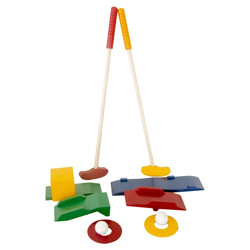 

Indoor Children Kids Wooden Game Mini Golf Course Toy Set W/ Clubs, Balls, Holes, Obstacles