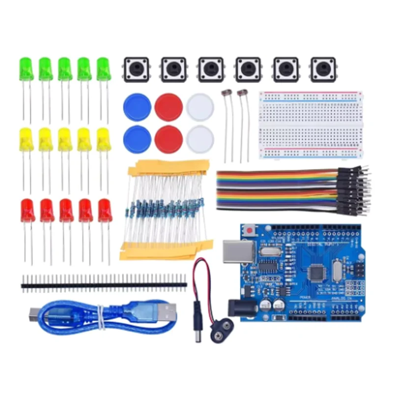 مجموعة المبتدئين لـ UNO R3 اللوح الصغير LED زر سلك توصيل معزز لـ Arduino Diy Kit معمل التعليم المدرسي