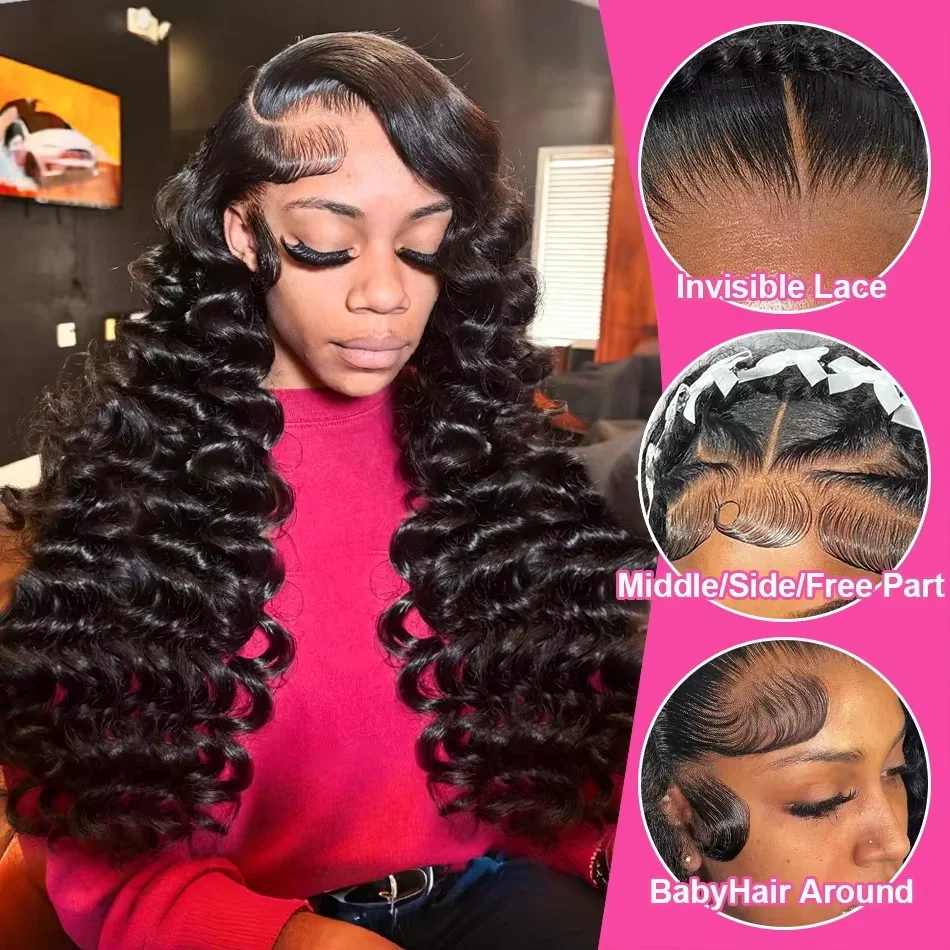 200 الكثافة 30 40 بوصة 13x6 Hd الدانتيل الباروكة الأمامية فضفاض موجة باروكة من شعر طبيعي البرازيلي فضفاض موجة عميقة شعر مستعار شعر بشري مجعد الباروكات