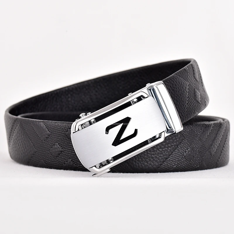 Men's high-end leather belt with automatic buckle and cowhide waist belt, men's business men's pants belt, casual