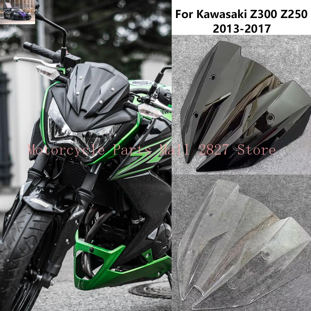 For Kawasaki Z300 Z250 2013 2014 2015 2016 2017 Z 300 Z 250 Windscreen Wind Deflectors Screen Double Bubble Windshield