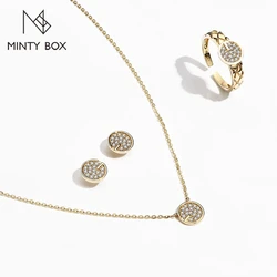 MINTYBOX S925 Sliver D Color VVS1 Moissanite Jewelry Set Solid 18k Gold Plated Earring Wedding Ring Necklace Luxurly Jewelry