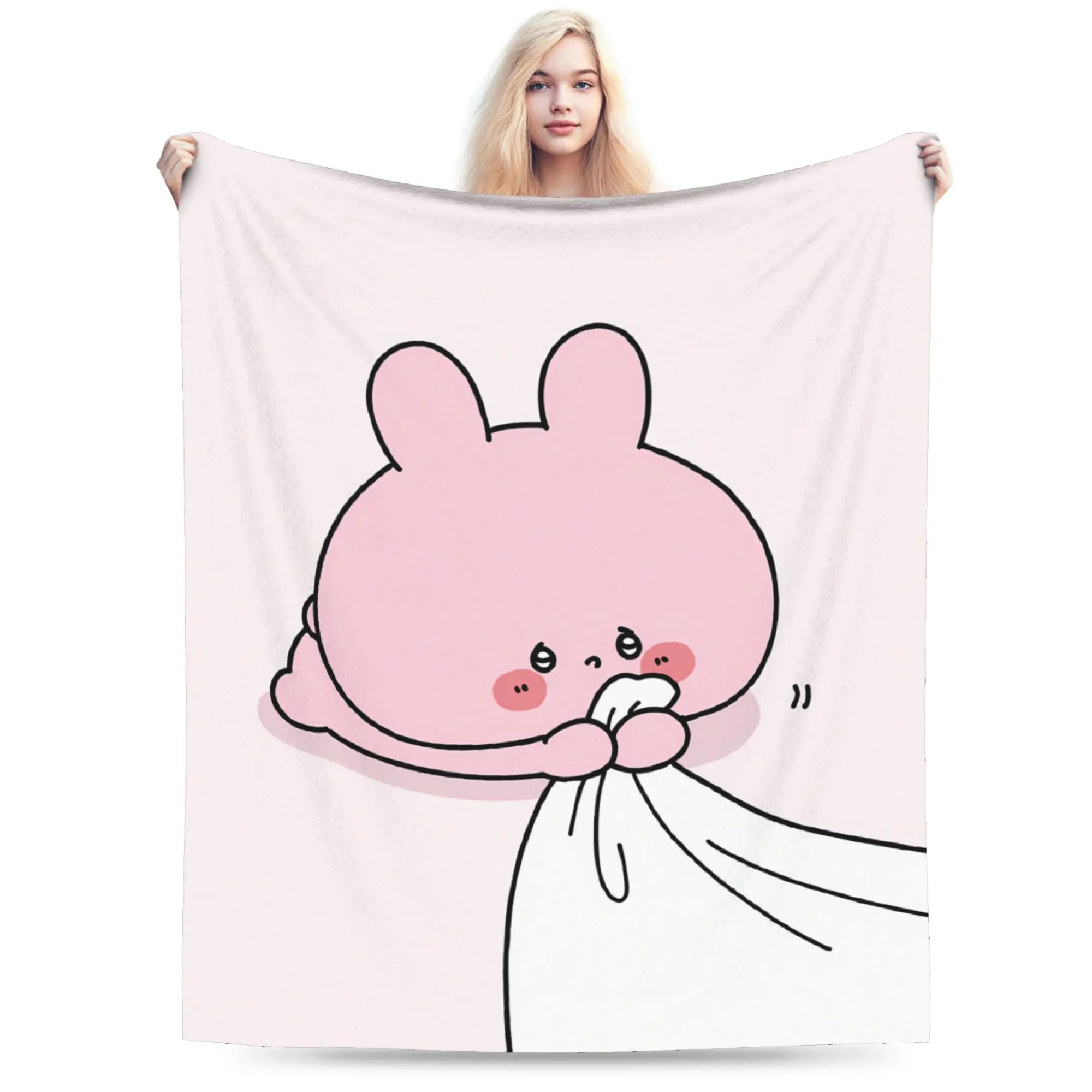 A-Asamimichaan Asleep Cute Asamimi Plush Blanket Kids Adult  Flannel Bedding Throws For Home Decor Super Soft Bedspread Gift