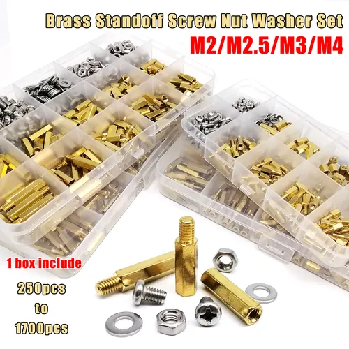 1 caja M2 M2.5 M3 M4 placa PCB de cobre y latón macizo hexágono separador Pilar espaciador columna tornillo tuerca surtido Kit