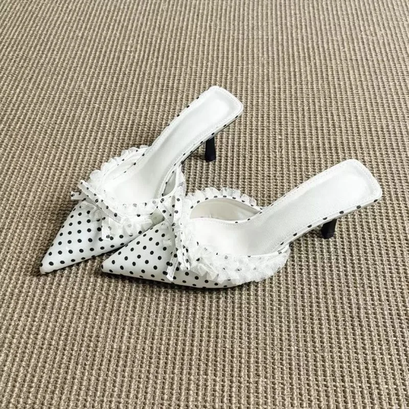 Spitze Schleife Damen Pantoletten Spitze Zehenpartie Hohe Absätze Sandalen Mules Elegante Abendschuhe Slingback Pumps Lässige Flip-Flops Mujer – Detail 30