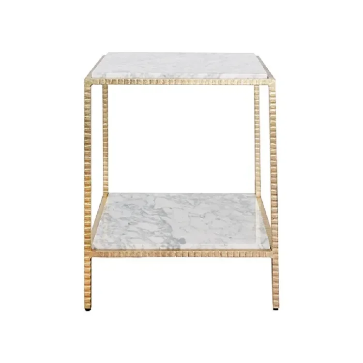 American coffee table/light luxury retro forged wrought iron marble edge table, villa/model room edge table