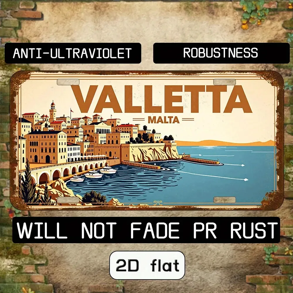2D Flat, [JIT] Old Valletta Malta Metal Sign - 15.24x30.48cm (6