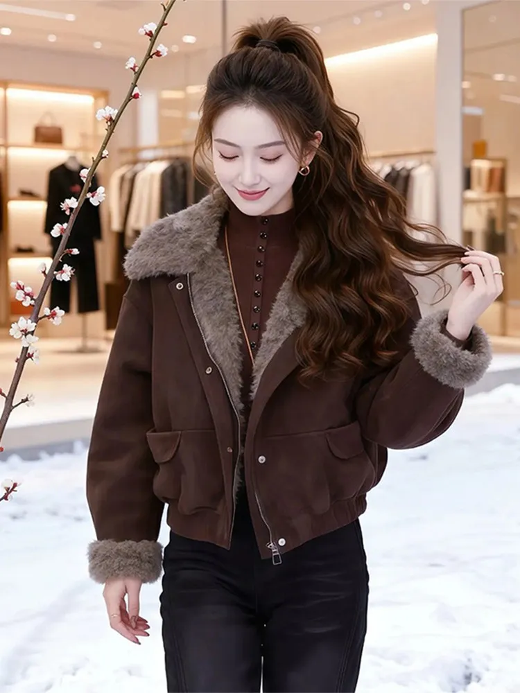 Chaqueta Casual Forrada de Algodón para Mujer, Invierno, a la Moda, Cuello Alto, Ropa de Algodón, Súper Hermosa, Estilo Americano...