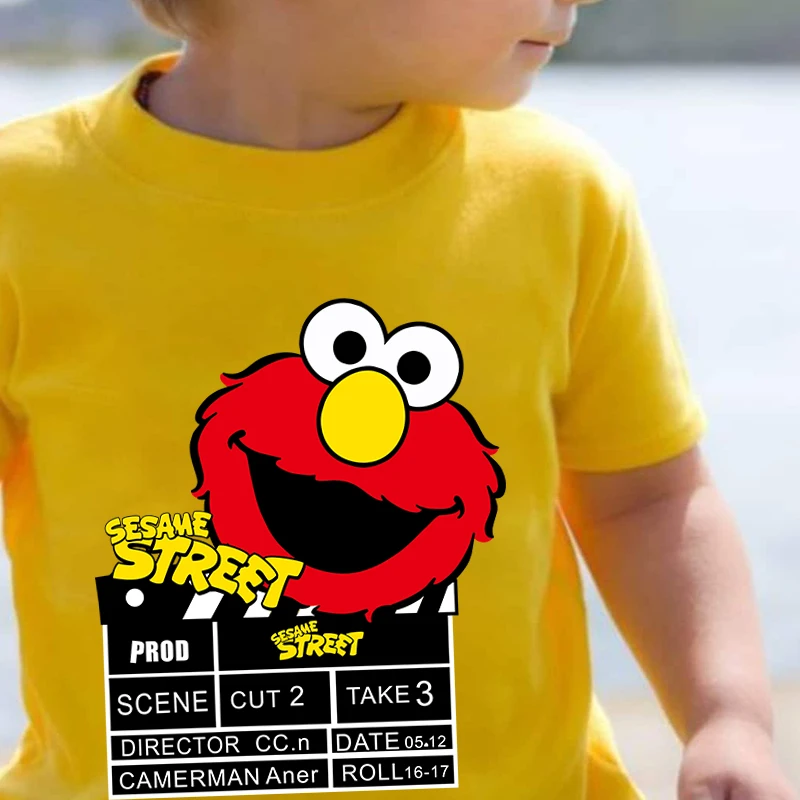 Sesame Street kids T-shirt pure cotton short-sleeved cartoon top personality children's clothing for boys and girls