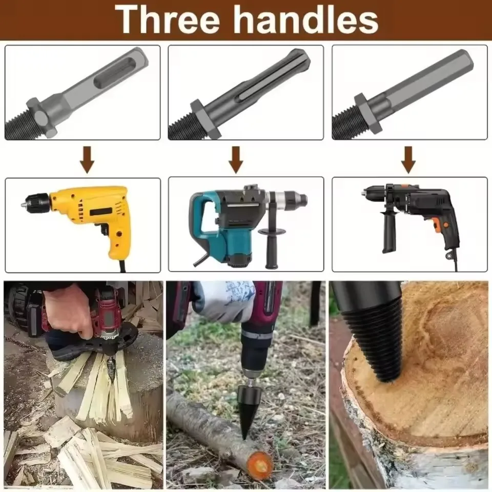 New Wood Splitting Firewood Splitting Bit Electric Drill Wear Resistant Screw Cone Bit Woodworking Tool Wood Splitter Bit