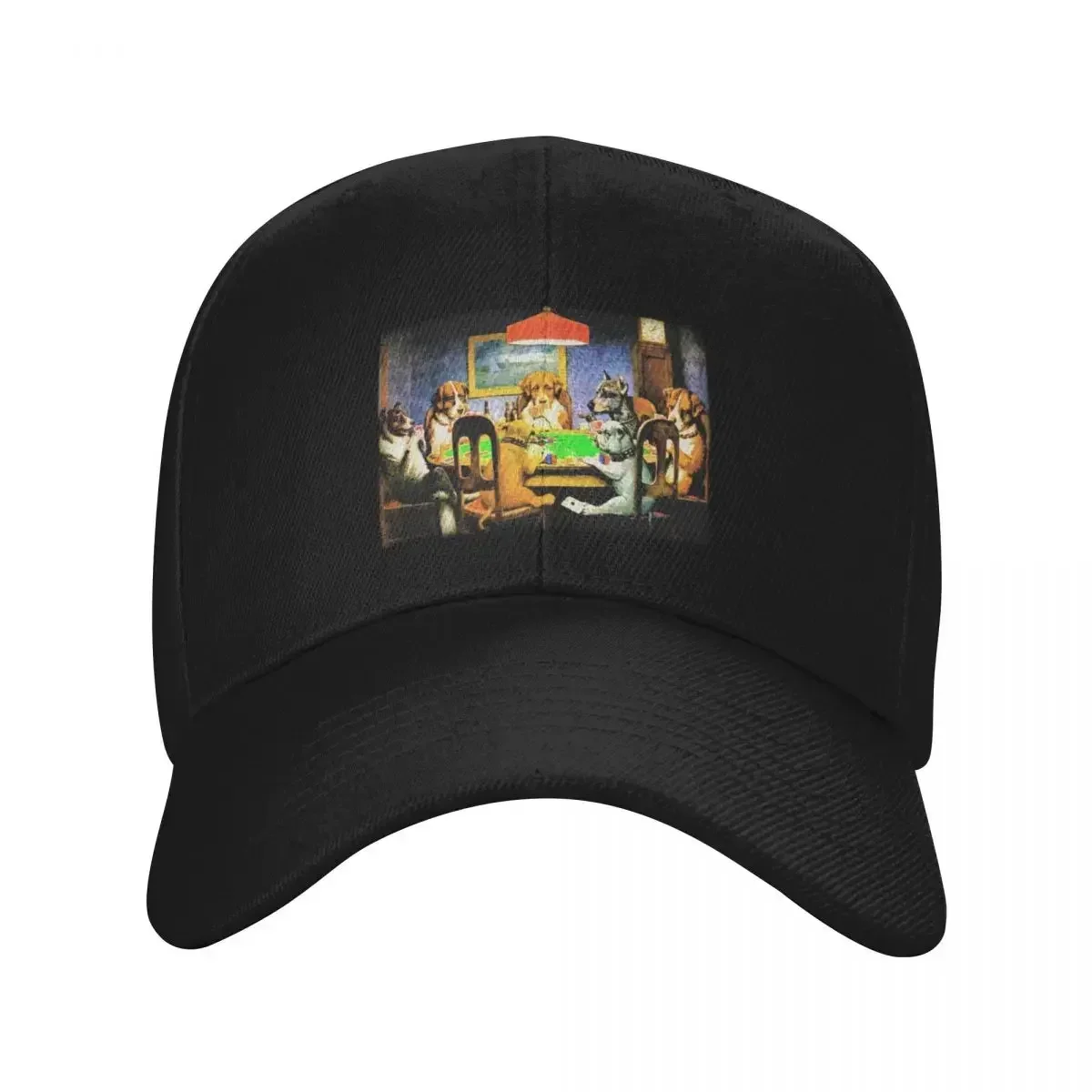 2026 Bunch of Bluffing Dogs on a Poker Night With Water Paper Filter Baseball Cap Military Cap Man Big Size Hat Man Women's