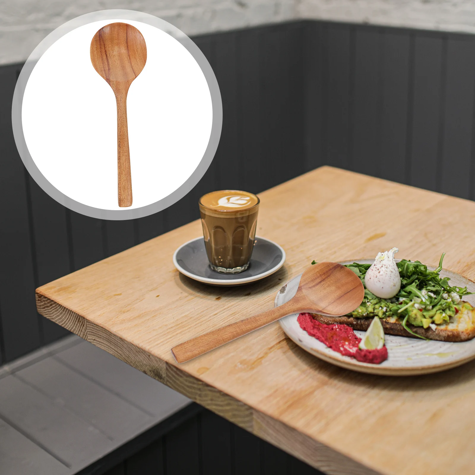 

1pc TeakWoodSpatl LongHandleWoodnSppn Utensil PrcticlBkingGdget Practical Soup Spoon WoodenSoupSpoon KitchenUtensil