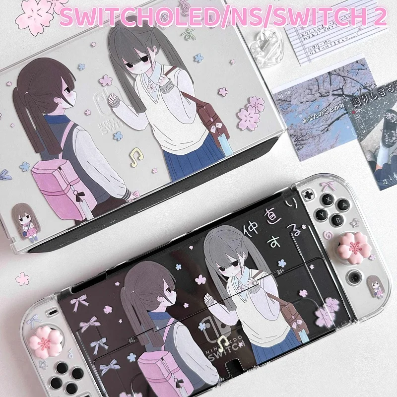 

Kelulu Original Sakura Switch 2 Protective Shell Beautiful Custom Graffiti Sakura Girl Oled Ns Protective Shell Anime Periphery