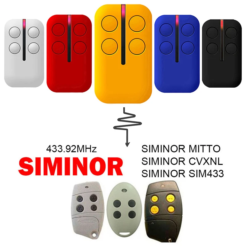 

SIMINOR SIM433 CVXNL MITTO Garage Door Opener Remote Control 433.92MHz