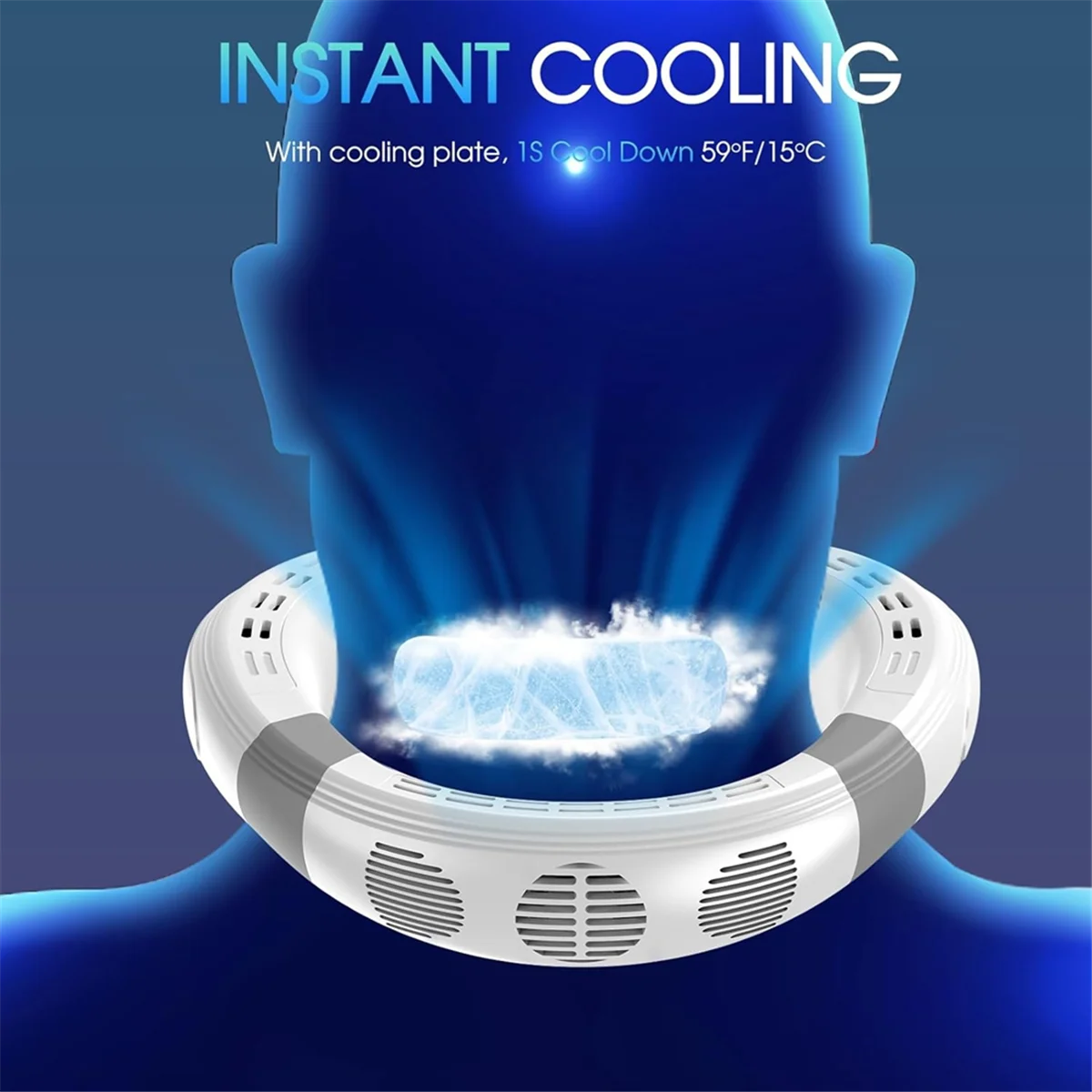 พัดลมคอ A14G พร้อมแผ่นทําความเย็น,เครื่องปรับอากาศแบบคล้องคอ,ใช้แบตเตอรี่แบบชาร์จไฟได้,พัดลมระบายความร้อนคอสําหรับผู้หญิงและผู้ชาย