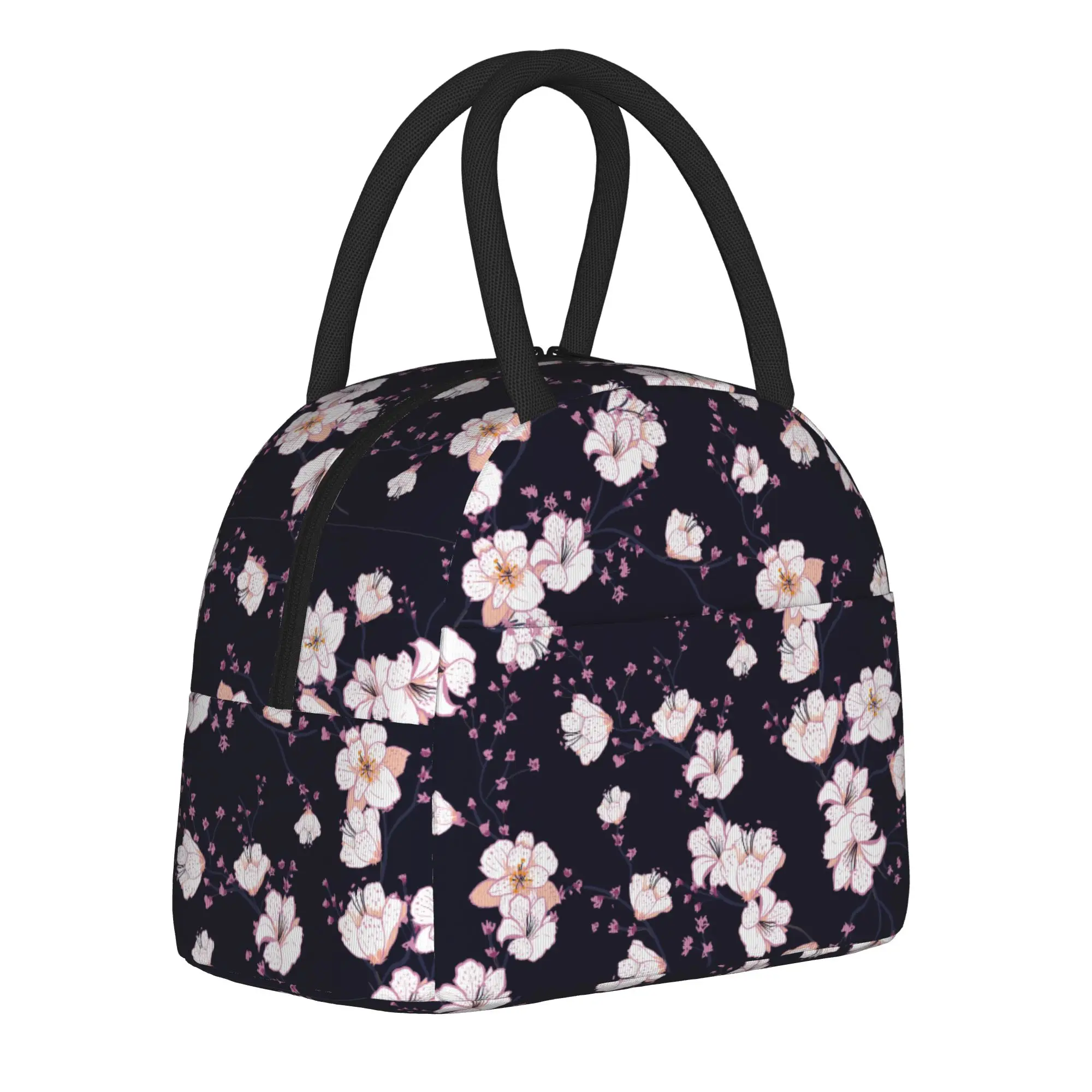 Japanese Sakura Cherry Blossom  Insulated Lunch Bag Cooler Bag Lunch Container  Portable Tote Lunch Box Food Storage Bags Picnic
