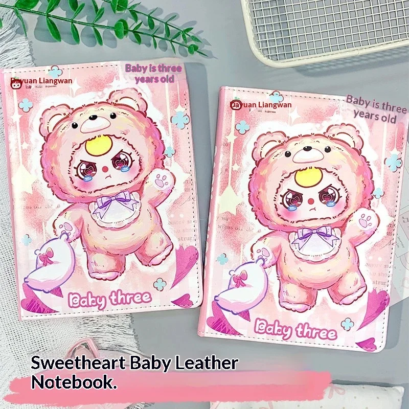 Echte Baby Drie Lederen Notebook Lelie Konijn Stad Bitterkoekje Leuke Verjaardagscadeau Student Dagboek Notebook Kladblok Handboeken Diy
