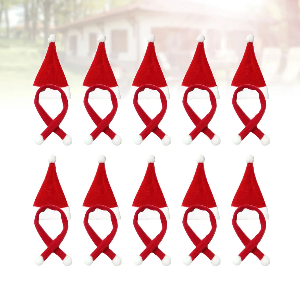 

20Pcs Mini Christmas Hat and Scarf Wine Bottle Covers Xmas Party Ornament Red Wine Decoration Holiday Spirit Xmas Party Ornament